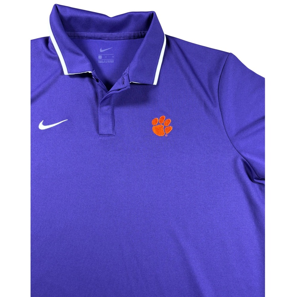 Nike Clemson Tigers Purple Polo Shirt CW3415-545 Womens Large